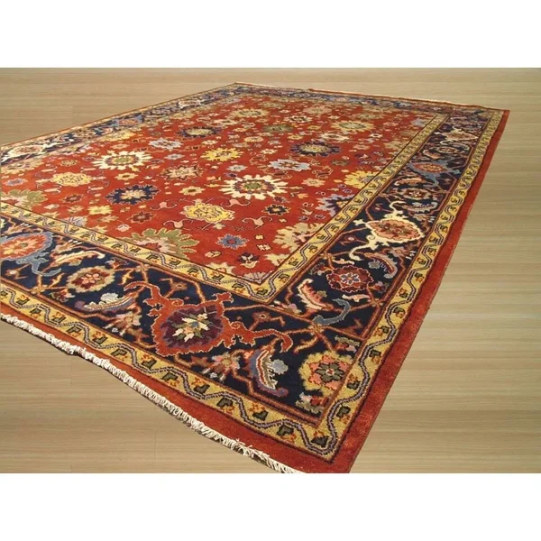 Hand-Knotted Wool Rust Traditional Oriental Super Mahal Rug - Size: 4& x 6&