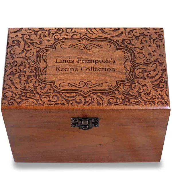 Paisley Personalized Cherry 4x6 Recipe Card Box