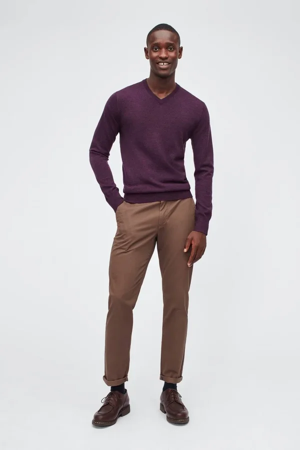 Washable Merino V-Neck Sweater Slim for Men by Bonobos - Burgundy - Xs