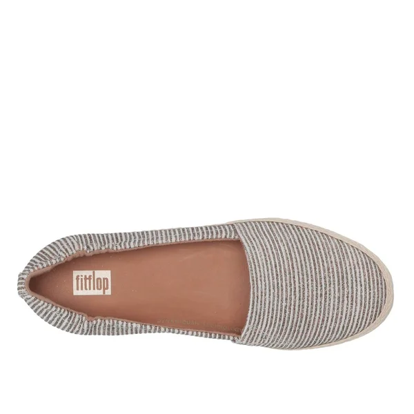 Fitflop Siren Glitter Stripe Espadrille Flat, Stone, 8