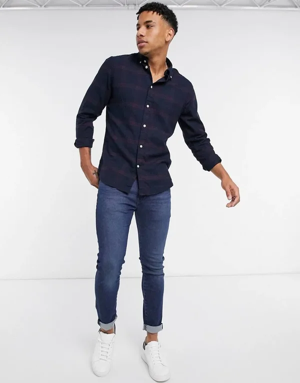 Men's Selected Homme Slim Fit Plaid Flannel Button-Down Shirt
