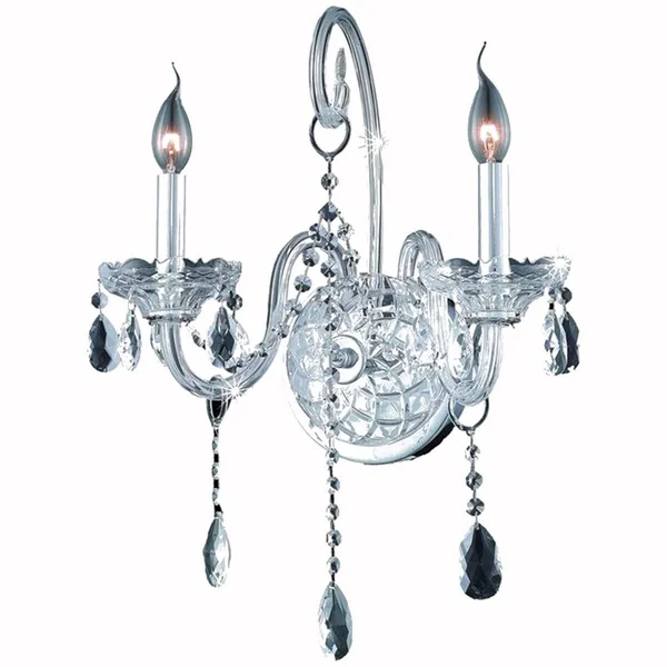 Elegant Lighting Verona 2 Light Chrome Wall Sconce Clear Swarovski Elements Crystal (7952W2C/SS)