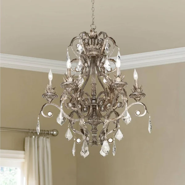 Kathy Ireland 30x22 Wide Metallic Silver Chandelier