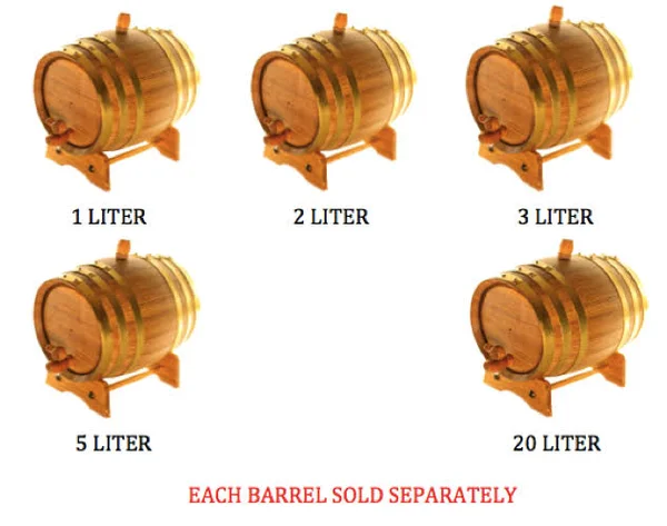 American Oak Barrel Gold (Brass Hoops), Age Whiskey, Beer, Wine, Bourbon, & More - 3 LITER or .80 Gallon