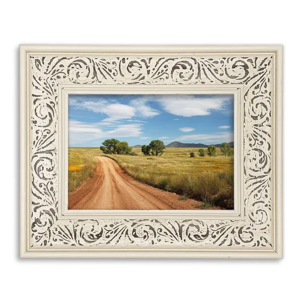 Modern Baroque Embossed Frame in Off White - 10x22 x 20x22