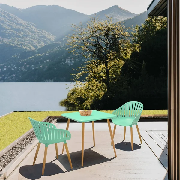 Armen Living SETODNAGREEN3A Nassau Outdoor Green Eucalyptus Dining Set - 3 Piece