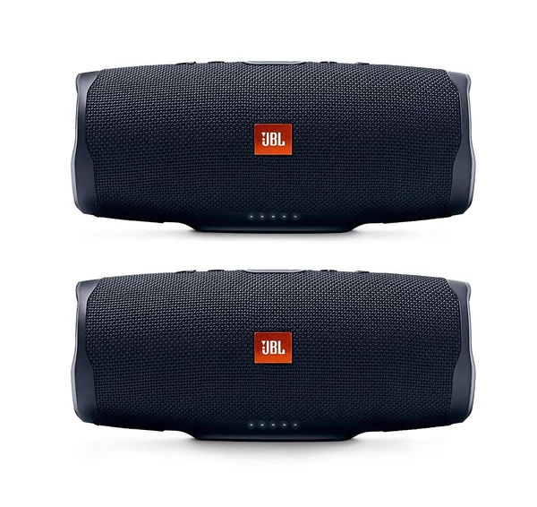 JBL Charge 4 Waterproof Portable Wireless Bluetooth Speaker Bundle - Pair (Black)