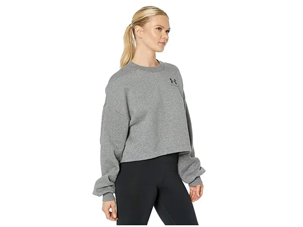 Under Armour Women's Rival Fleece Graphic LC Crew - Gray, XXL