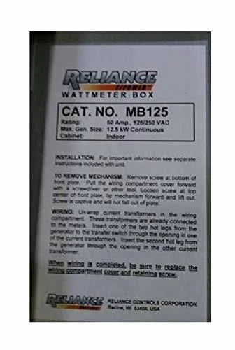 Reliance Controls MB125 Indoor 50-Amp Meter Box