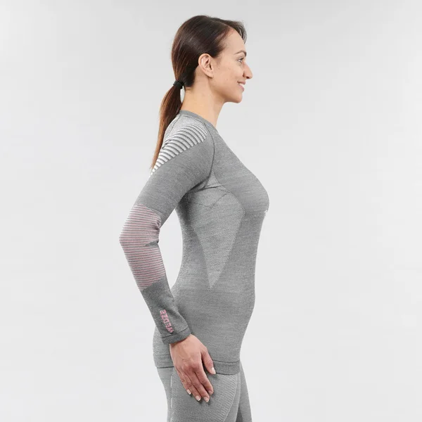 Wedze Women's X-Warm 900 - Ski Base Layer Top in Carbon Gray, Size L/XL