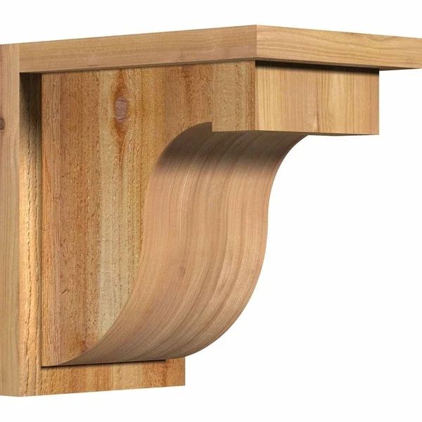 Ekena Millwork COR08X12X12DEL01RWR 8x22W x 12x22D x 12x22H Del Monte Rough Sawn Corbel w/Backplate, Western Red Cedar