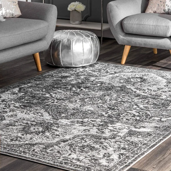 nuLOOM Maryanne Medallion Gray 8 ft. x 10 ft. Area Rug