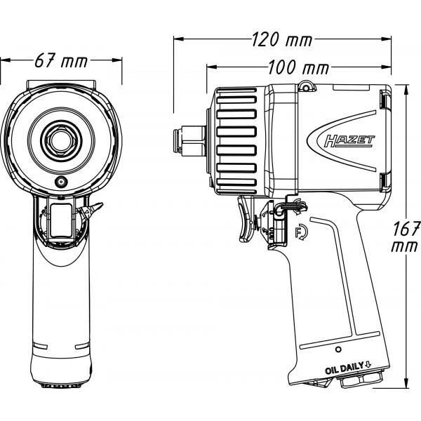 Hazet 9012MT Pneumatic Impact Wrench, 1/2x22
