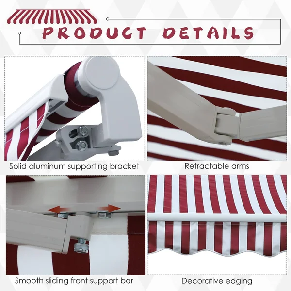 Outsunny Openable Outside Sun Shade for Window/Door to Reduce Heat in Your Home - Red