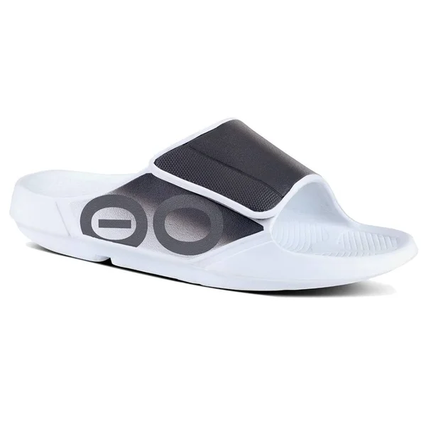 OOFOS OOahh Sport Flex Sandals Adults&, White/Black, M13
