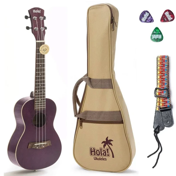 Concert Ukulele Bundle - Deluxe Series by Hola! Music (Model Hm-124pp+), Bundle Includes: 24 inch Mahogany Ukulele with Aquila Ny