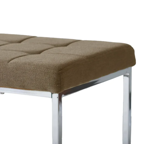 CorLiving Modern Fabric Wide Bench with Chrome Base - Brown
