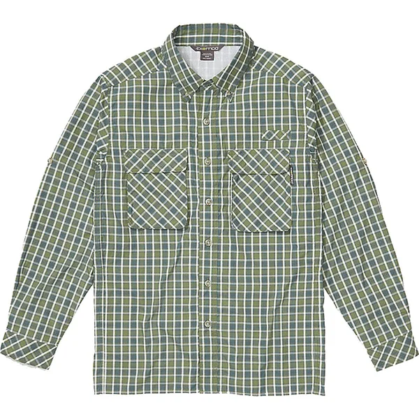 ExOfficio Men's Air Strip Check Plaid Long Sleeve Shirt Alpine Green L