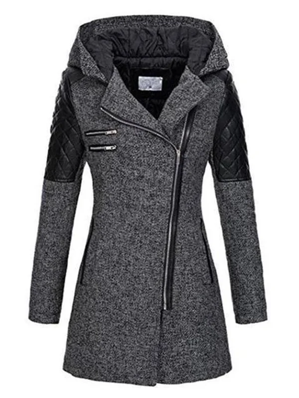 Women's Warm Asymmetric Design Hooded Coat Dark Gray - 4XL