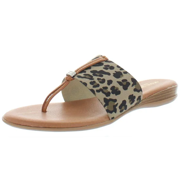 Andre Assous Womens Nice Slide Demi Wedge Thong Sandals, Leopard, 8