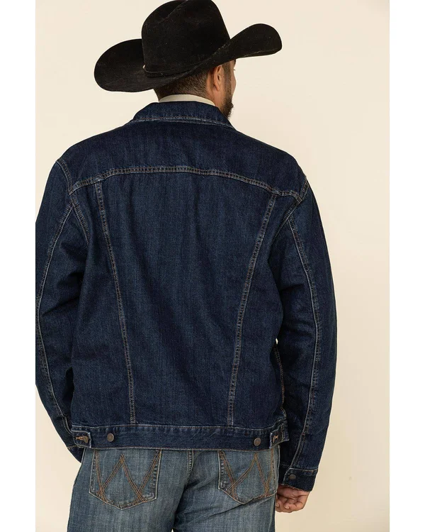 Wrangler Men's Faded Indigo Plaid Lined Denim Jacket
