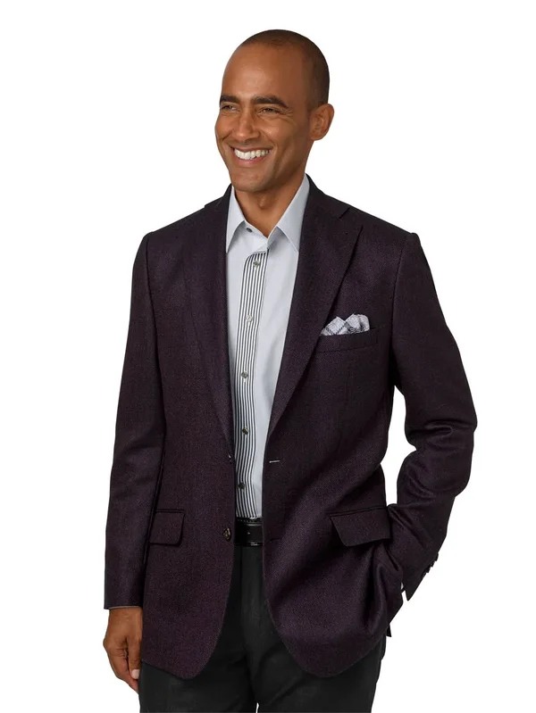 Men's Sport Coat - Tailored Fit in Solid Burgundy Italian Wool, Paul Fredrick
