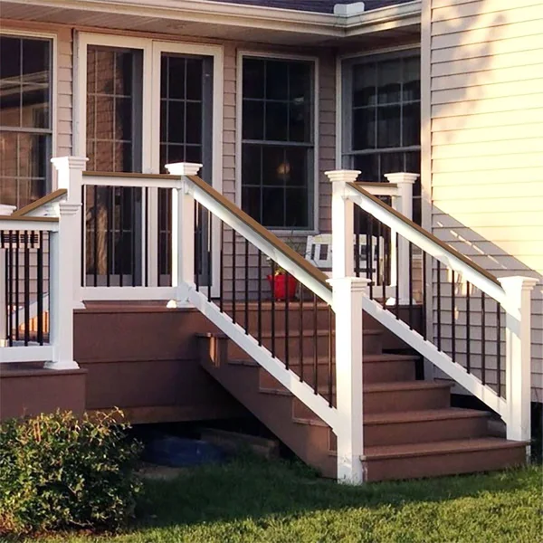 Deck Railing Finyl Line Deck Top Vinyl White Round (73019632) Level, 8 ft x 36 in.