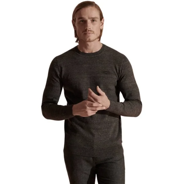 Superdry Crew Neck Orange Label Knit Jumper Grey