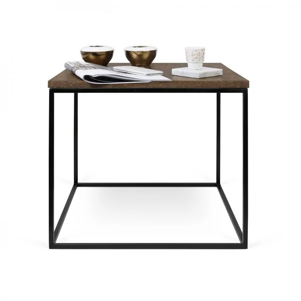 Temahome Gleam 20x22x20x22 Side Table - Oak, Chrome