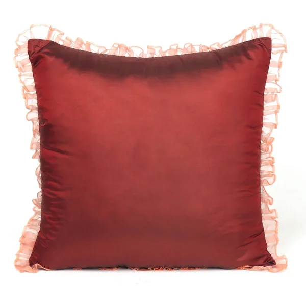 Oussum Decorative Cushion Covers Floral Pillow Cases Frill Pillow Cover 16x22x16x22 Single - Set of 2, Set of 5 - Jester Red Fri
