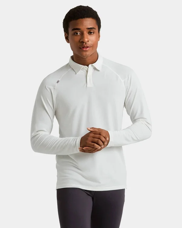 Men's Rhone Delta Long Sleeve Pique Polo - Size Small - White