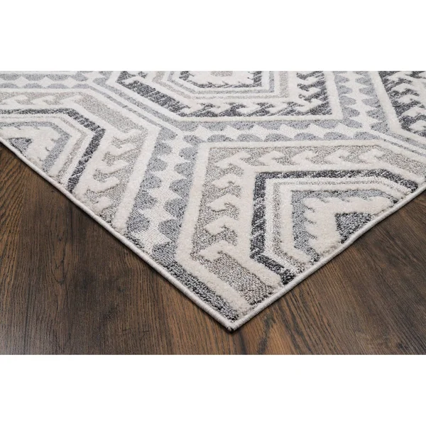 Venice Gray/Cream Transitional Polypropylene Area Rug - 5'2'' x 7'5''