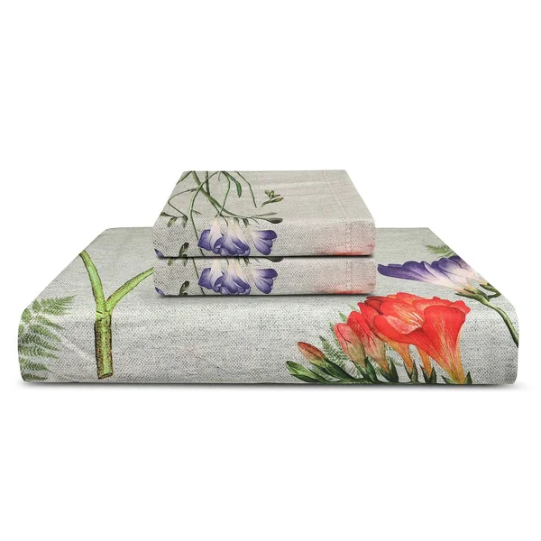 Trident Cotton 3 Piece Sateen Weave Digital Print Sheet Set (King - Viviana)