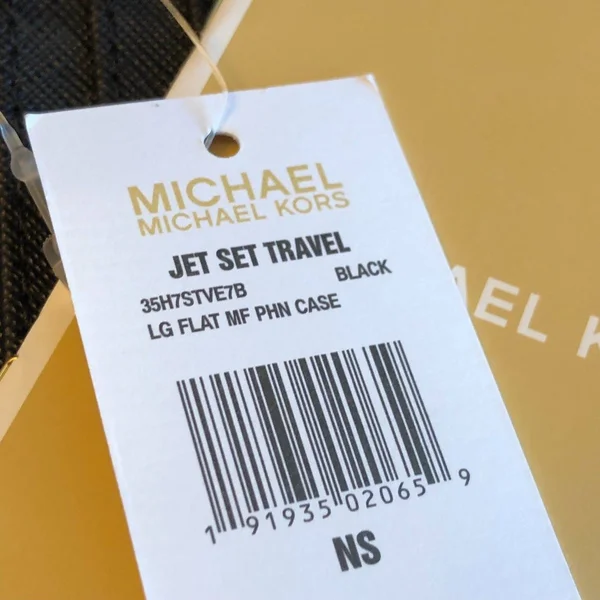 Michael Kors Jet Set Travel Large Flat Multifunction Phone Case Wallet Black Nwt