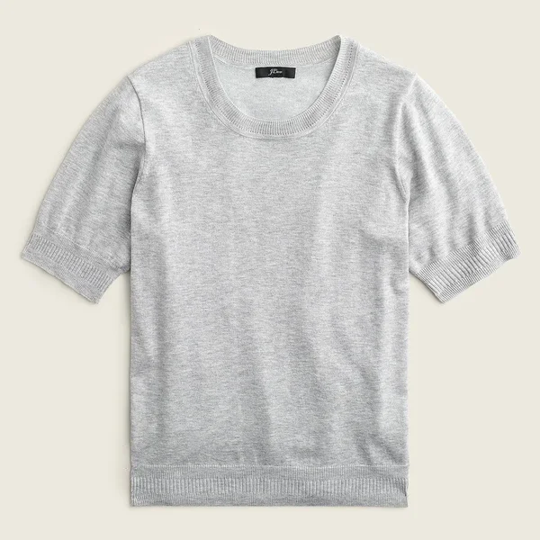 J.Crew Womens Short-Sleeve Silk-Blend Crewneck Sweater (Size X-Small)