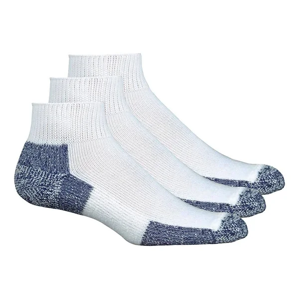 Thorlos Running No Show Roll Top 3 Pack Socks - White/Navy Thorlos Socks from Road Runner Sports.