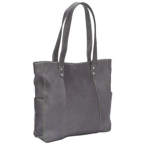 Le Donne Leather Women's Double Strap Rivet Tote, Grey