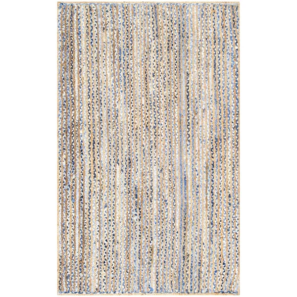 nuLOOM Hand Braided Striped Dara Jute Area Rug - Blue