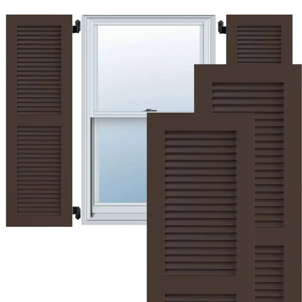 Ekena Millwork CWL18X025TBC 18x22W x 25x22H Exterior Composite Louvered Shutters (Per Pair), Tudor Brown
