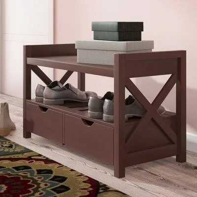 Cyril Shoe Storage Bench Andover Mills Color: White