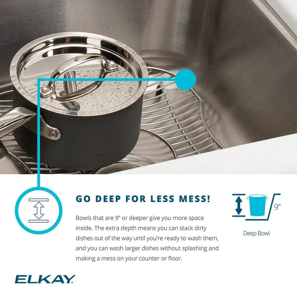 Elkay ECTRU35179TC Crosstown Undermount 36-1/2 in. x 18-1/2 in. x 9 in. Single Bowl Stainless Steel Sink Kit