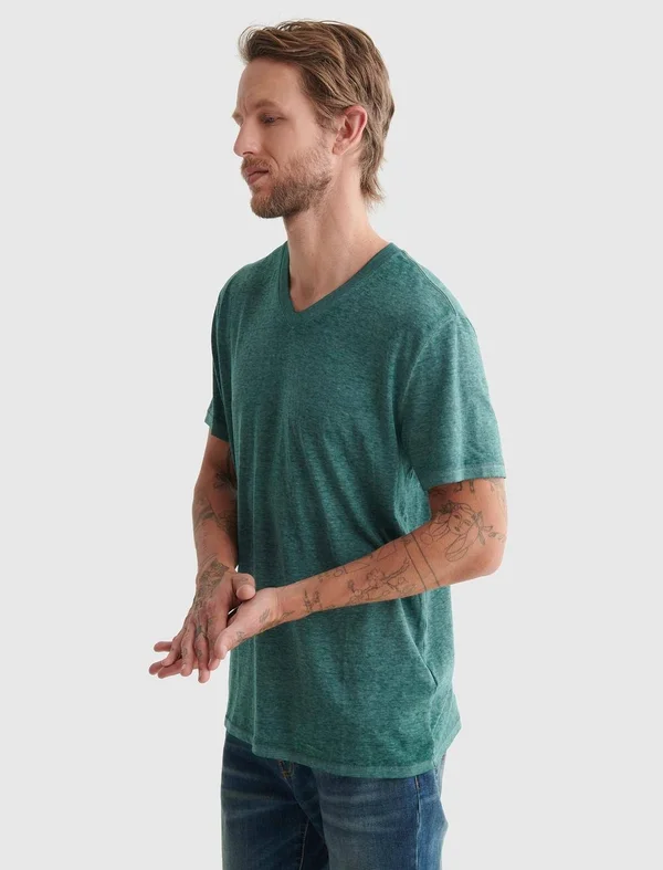 Lucky Brand Venice Burnout V-Neck Tee Men's Clothing June Bug : LG
