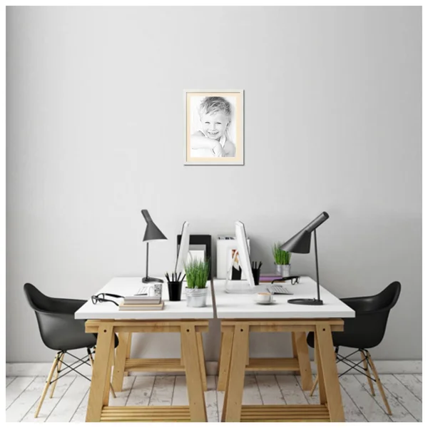 ArtToFrames 22x28 Matted Picture Frame with 18x24 inch Single Mat Opening Framed in 1.25x22 Satin White Frame and 2x22 Alabaster