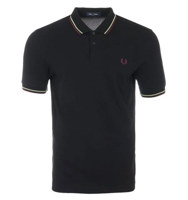 Fred Perry Twin Tipped Polo T Shirt - Black - Polo Shirts