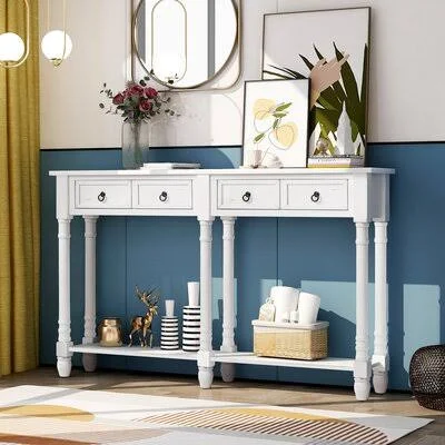 TREXM Console Table Sofa Table with Storage Console Tables for Entryway with Drawers and Shelf Rectangular Living Room Table Sol