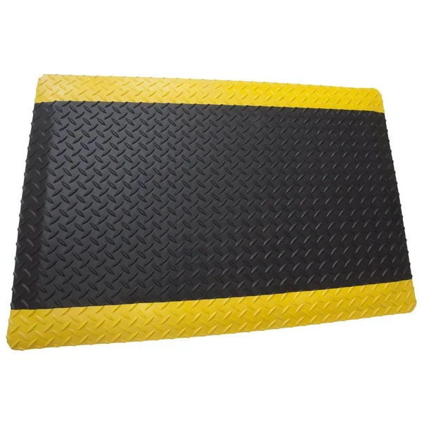 Rhino Mats Diamond Plate 3 -ft x 15/16 -in B/y Black Rectangular Indoor Anti-Fatigue Mat, DTT36DSBYX17