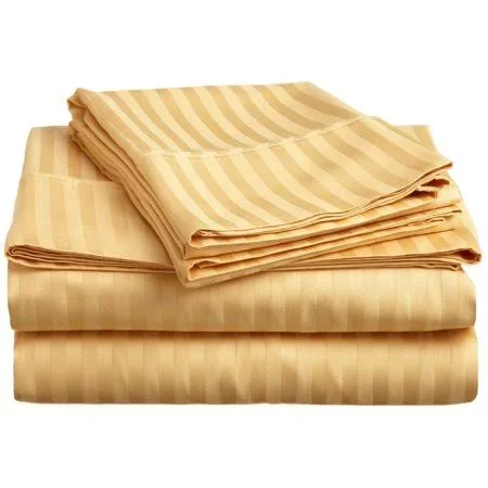 GoLinens 300-Thread Count 100% Egyptian Cotton Lightweight Stripes Sheet Set with Deep Pockets Ivory - Cal King, Size: Californi