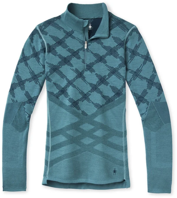 Smartwool Intraknit Merino 200 Pattern 1/4 Zip - Women's Blue Spruce Ski Tracks - Xs