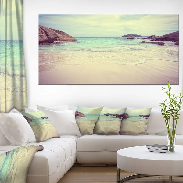 Design Art Vintage Style Seashore Thailand Photographic Print on Wrapped Canvas - White