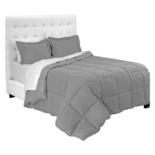 Bare Home Bed-in-a-Bag Down Alternative Comforter & Sheet Set - Comforter Set: Light Grey - Sheet Set: White - Twin XL